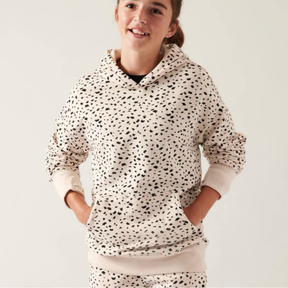 Athleta Girl RetroActive Oversized Hoodie Brush Dot Cream Size 16 XXL